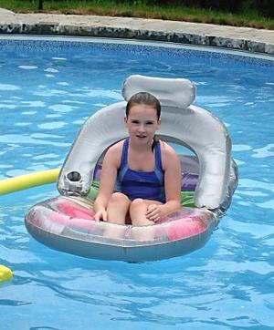 Emily in Simon's pool