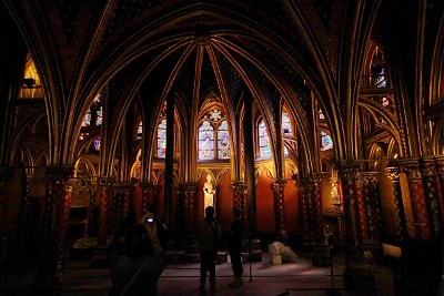 The interior of the lower level of Sainte Chapelle